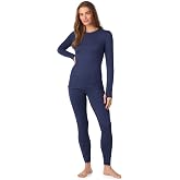 Cuddl Duds Heavyweight 2 Piece Sets Base Layer Thermal Underwear for Women | Winter Clothing, Fleece Lined Long Sleeve Top &amp; Leggings, Soft Lounge Set for Cold Weather, Moisture Wicking Heat Retention
