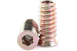 20PCS Zinc Plated Hex Drive Threaded Wood Inserts, Threaded Insert Nuts for Wood Furniture Assortment(M6*25mm)