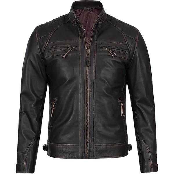 Mens Dark Chocolate Brown Motorbikers Classic Vintage Riders