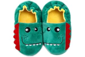 Csfry Toddler Boys Slippers Cartoon Cute Animals Plush Warm Home Shoes