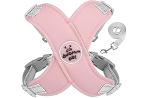 Dog Harness and Leash Set X Shaped Mesh Harnesses Reflective Dog Harness Vest Practical Breathable Puppy Cat(L,Pink)