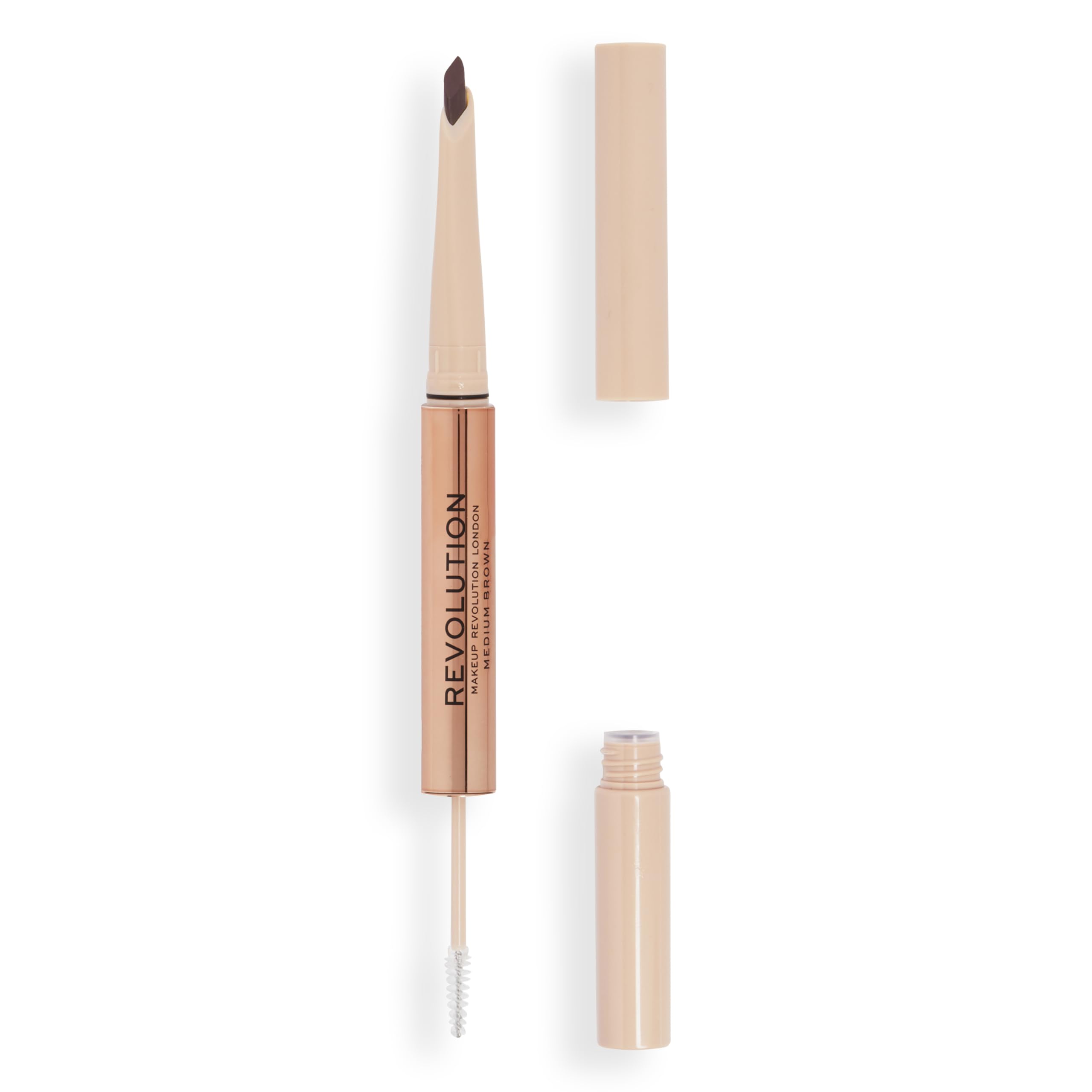 Makeup Revolution, Fluffy Brow Filter Duo, Brow Pencil & Eyebrow Gel, Available in 5 Shades, Medium Brown, 1pc