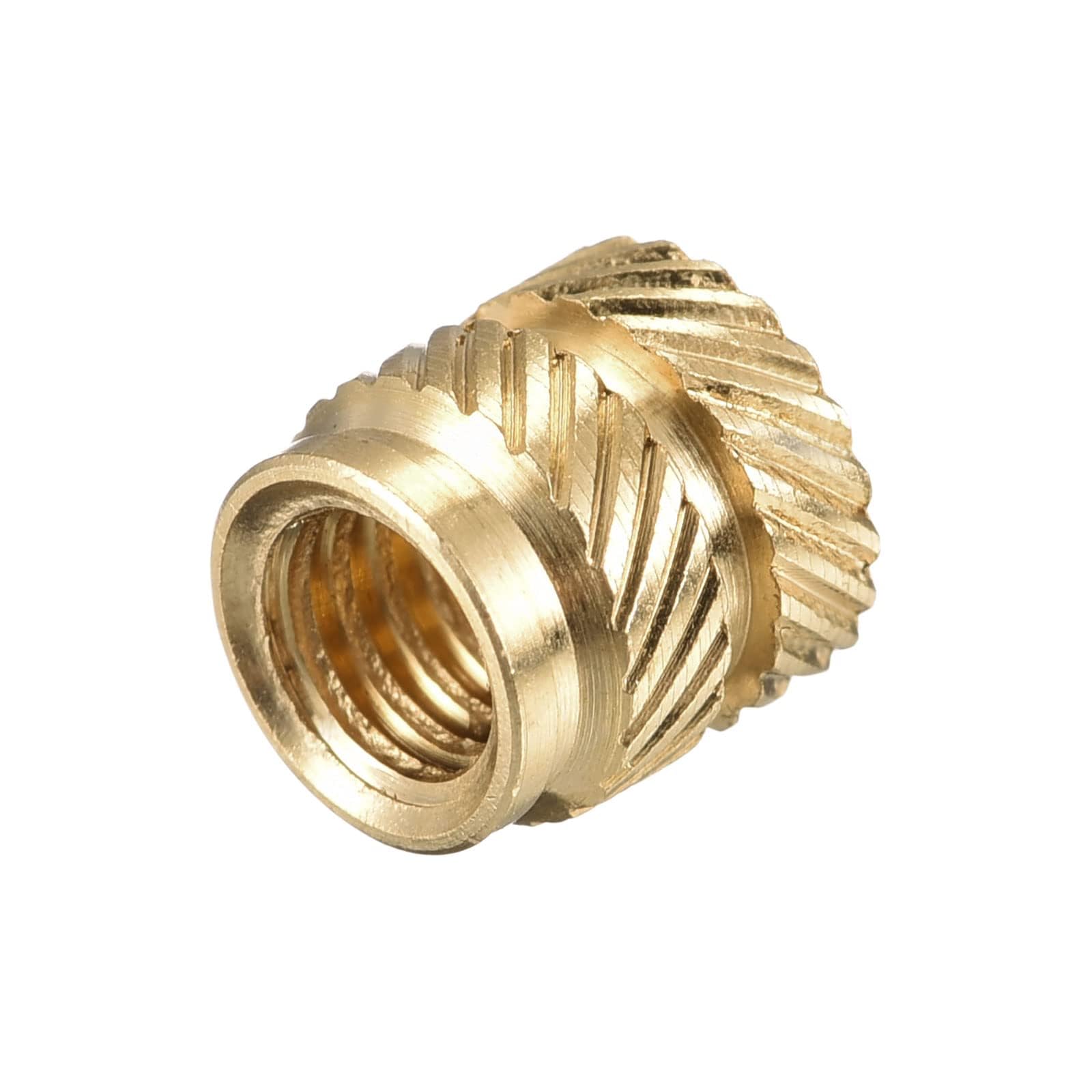 TOP-VIGOR 120Pcs M4 Threaded Knurled Insert Nuts, M4 x 6mm x 6mm OD 3D Printing Brass Nuts, Female Threaded Inserts Brass Heat Set Insert Embedment Nut for 3D Printing — image 1