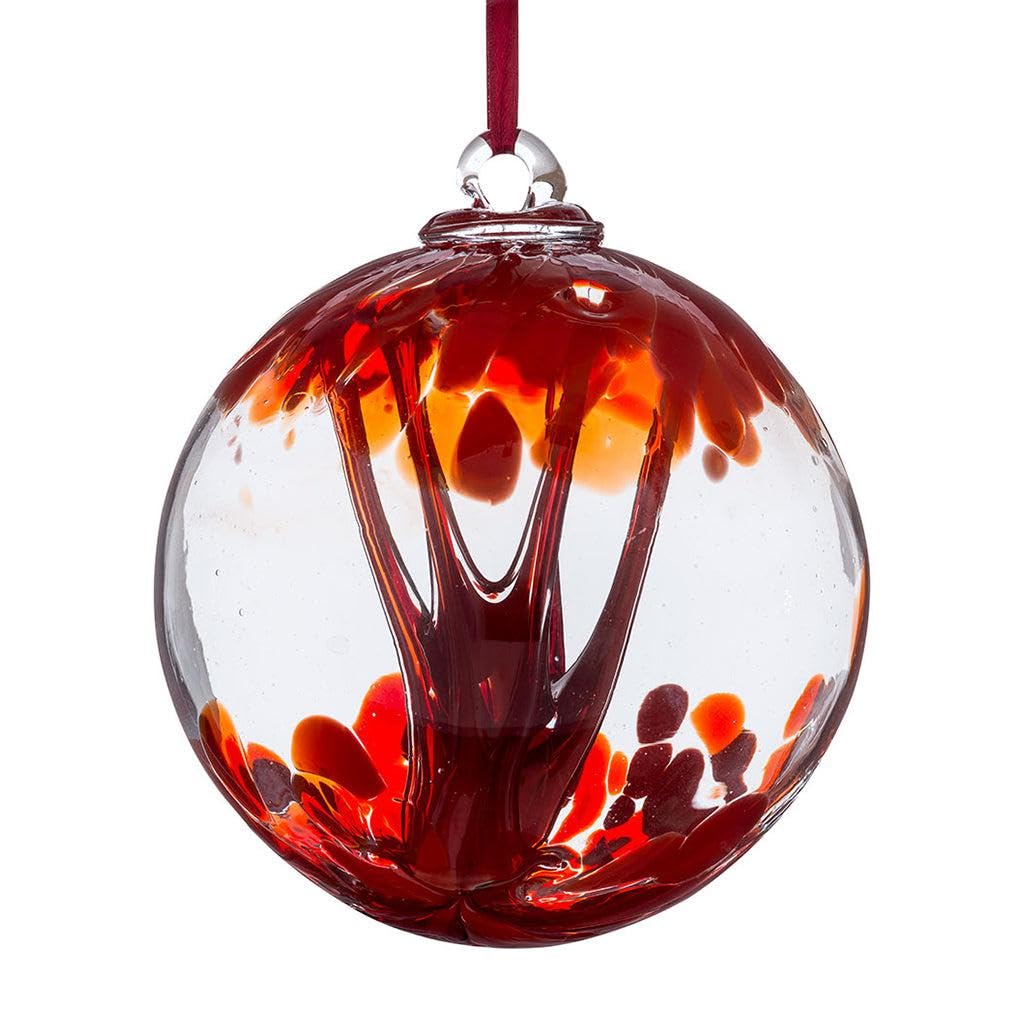 Sienna Glass Spirit Ball – 10cm Handcrafted Red Glass Ornament with Ribbon – Unique Decorative Gift for Home or Garden — image 1