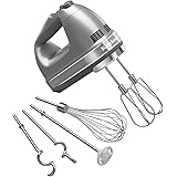 KitchenAid 9-Speed Digital Hand Mixer with Turbo Beater II Accessories and Pro Whisk - Contour Silver