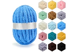 ERLYEEN Chenille Chunky Yarn Super Bulky Soft Thick Fluffy Jumbo Giant Washable Polyester Big Yarn DIY for Arm Knit Blanket Cushion Bed Sofa Home Decor,Denim Blue,0.55LB