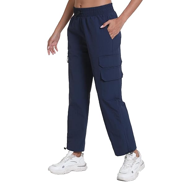 BEPOPOTAN QUICK DRY CARGO PANTS FOR WOMEN LIGHTWEIGHT JOGGERS FOR ATHLETIC WORKOUT CASUAL OUTDOOR CAMPING HIKING WITH POCKETS(NAVY BLUE M)