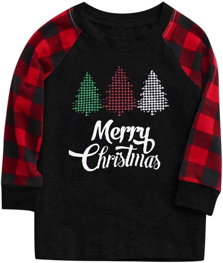 Merry Matching Pajamas Christmas Pajamas for Family Women Men Kids Baby Pjs Red Plaid Reindeer Loungewear: Clothing