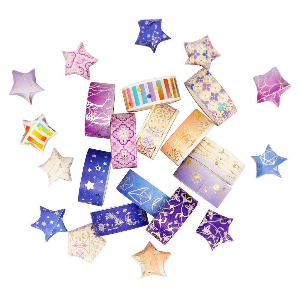YUBBAEX Poetic Gold Washi Tape Set VSCO Floral Silver Foil Masking Tape Decorative for Arts, DIY Crafts, Bullet Journal Supplies, Planners, Scrapbook, Card/Gift Wrapping -15mm- (Purple Night 12 Rolls): Industrial & Scientific