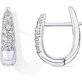 PAVOI 18K Gold Plated 925 Sterling Silver Posts Cubic Zirconia U Shaped Hoop Earrings | Hypoallergenic CZ Huggie Earrings for Women