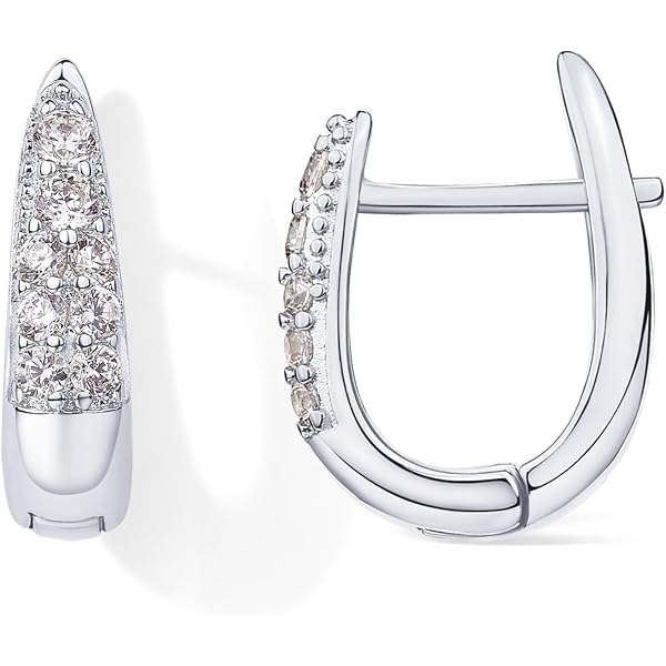 925 Sterling Silver Plated U-Shape CZ Huggie Hoop Earrings For Women - Gold/Silver