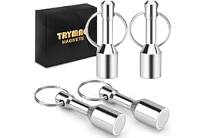 TRYMAG Keychain Magnets for Testing Brass, 4 Pack Neodymium Pocket Keychain for Purse with Strong Magnetic Rare Earth, Gold Silver Jewelry Ferrous Metals Test Magnet Hanging Keys Holder