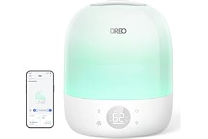 DREO Humidifiers for Bedroom Baby HM409S, Ultra Quiet 28dB & 3L Top Fill Cool Mist Humidifier for Nursery, Smart Air humidifier for Plants Indoor, 1500+ RGB Night Light & Sleep Routine Trainer
