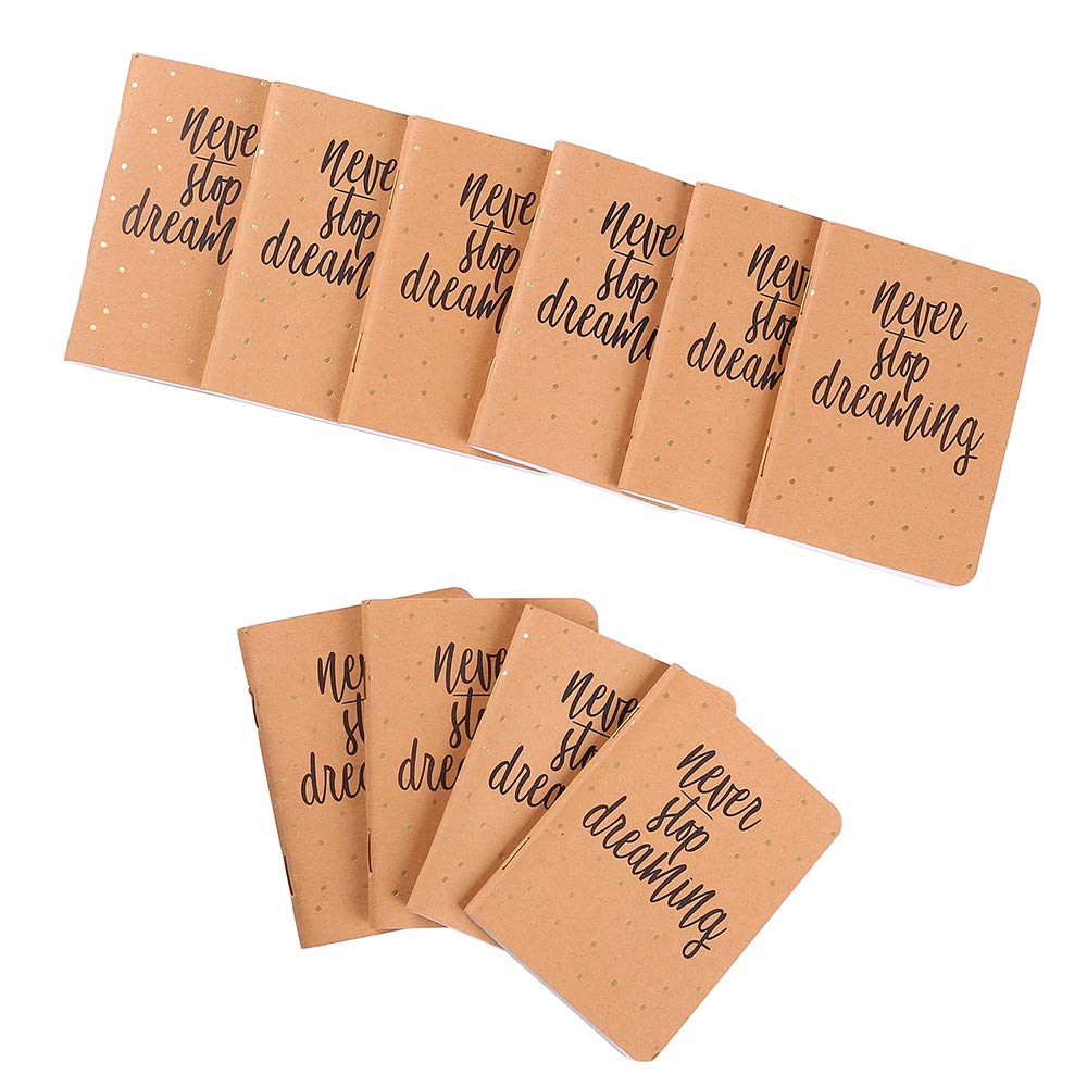 Shulaner Small Notebooks Pocket Size A7Lined Pages Notebook Multipack, Vintage Kraft Cover Mini Notepad A7, Pack of 12