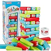 wonuu Timber Tower Block Stacking Game Colored Cartoon Plastic Building Blocks Board Educational Game