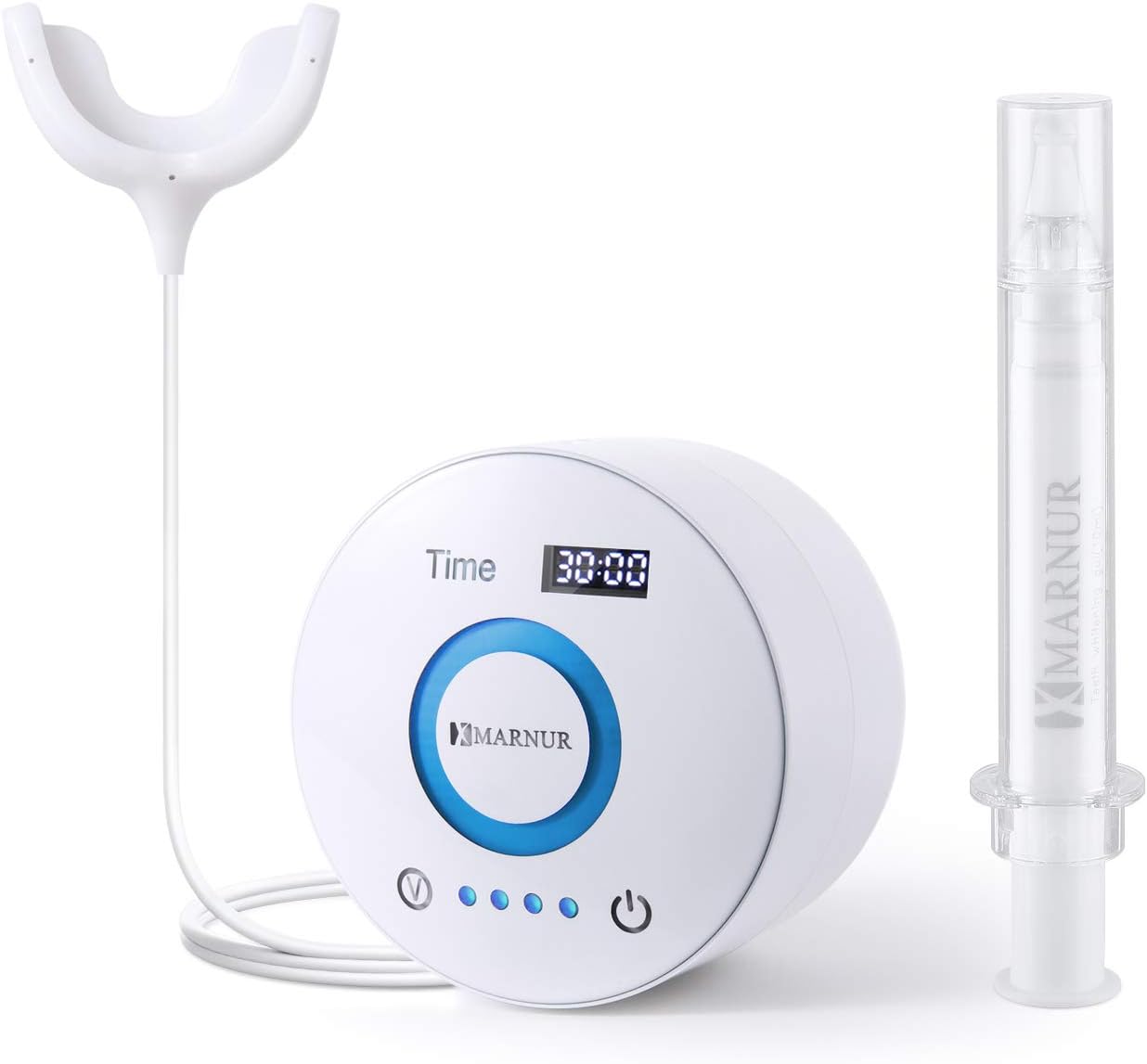 [2019 version]Teeth Whitening Kit Dental Teeth Whitener with 16-LED Whiten Accelarator Light Mouth Tray and 10ml Whitening Gel Syringe for 15 Treatments (USB Rechargeable)