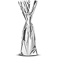 MT Products Silver Metallic Mylar Wine Gift Bags 6.5" x 18" - Great for wine Pull - Pack of 100