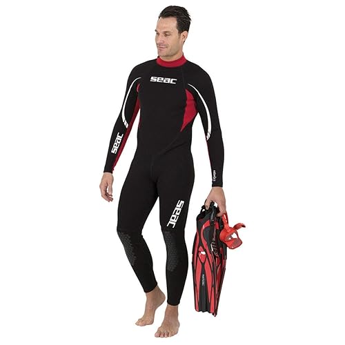 SEAC The Relax Long Man’s, 2.2 mm Neoprene One Piece Wetsuit for Snorkeling, Scuba Diving and Other Water Sports, Black/Red, X-Large (0010089282105A) RELAX LONG 2.2 MM MAN, SEAC SUB B2B Platform
