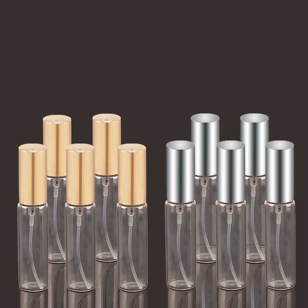 SHiZAK 10pcs 10ml Atomizer Glass Bottle Empty Liquid Containers Transparent Glass Portable Refillable Perfume Spray Bottle for Cosmetic Toiletries, Travel Party Portable Makeup Tool