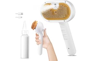 FASHIONARI Pet Steam Brush for Dog & Cat – 3-in-1 Spray Hair Removal Comb – Steam for Shedding & Grooming – Water Brush for Long & Short Haired Pets – Spritz Defur Comb –