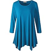 LARACE Plus Size Tops for Women 3/4 Sleeve Shirts Tunic Tops Loose Fit Basic Lady Clothes