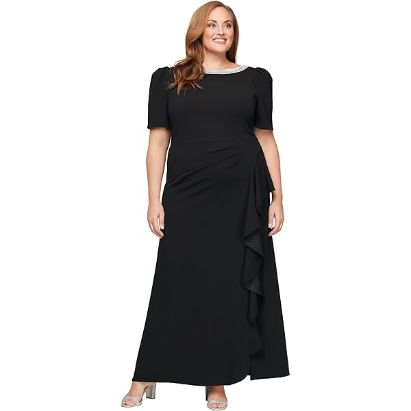 Amazon.com: Alex Evenings Women's Long Portrait Collar Dress, Perfect for  Weddings, Formal Events : Clothing, Shoes & Jewelry