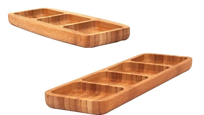 Eco-freundliche Bambusteller Holzteller Bambus-Snack-Schalen aus umweltfreundlichem Bambus 2 teilig Set ideales Geschenk