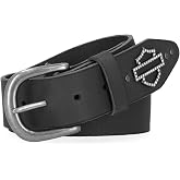 Harley-Davidson Women's Open Bar &amp; Shield Quad Stud Genuine Leather Belt, Black