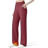 G4Free Women Fleece Lined Pants with Pockets Wide Leg Winter Thermal Work Trousers Dressy Casual Petite/Regular/Tall
