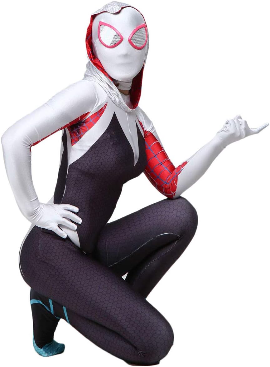 Marvel Super Hero Cosplay Ropa de Juego de Roles de Hombre araña de Navidad  de Halloween Traje de Disfraces de Gwen Stacy QQWE Traje de Cosplay de  Spider-Gwen Zentai,Adult-S Juegos de imitación