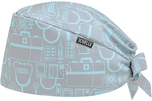 TOVELLE Medical Themed Scrub Caps for Men and Women with Buttons, Adjustable Helps Reduce Static Buildup Medical Hats, Durable and Breathable Surgical Caps with Sweatband for Long Hours
