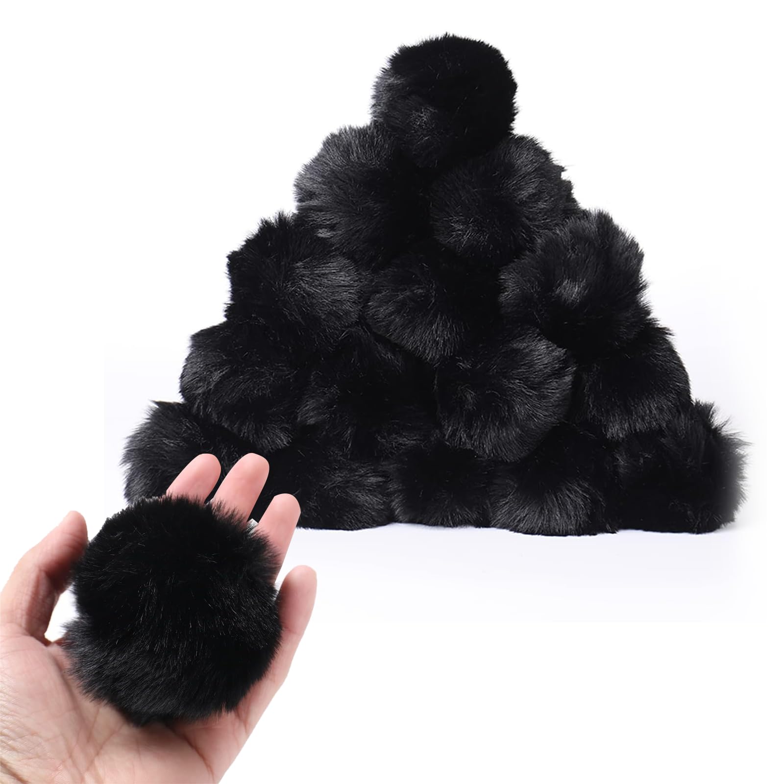 Craft Pom Balls - Large Black Poms for Costume Accessory, Arts & DIY Crafts - 3 Inch, 20 Pieces