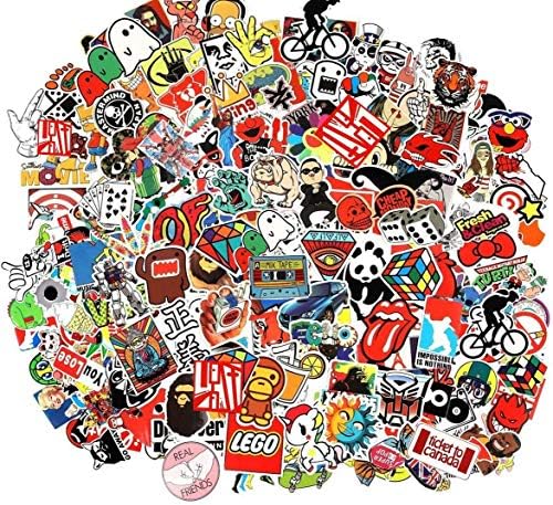 Cool Sticker 100pcs Random Music Film Vinyl Skateboard Guitar Travel Case Sticker Door Laptop Luggage Car Bike Bicycle Stickers (100pcs)