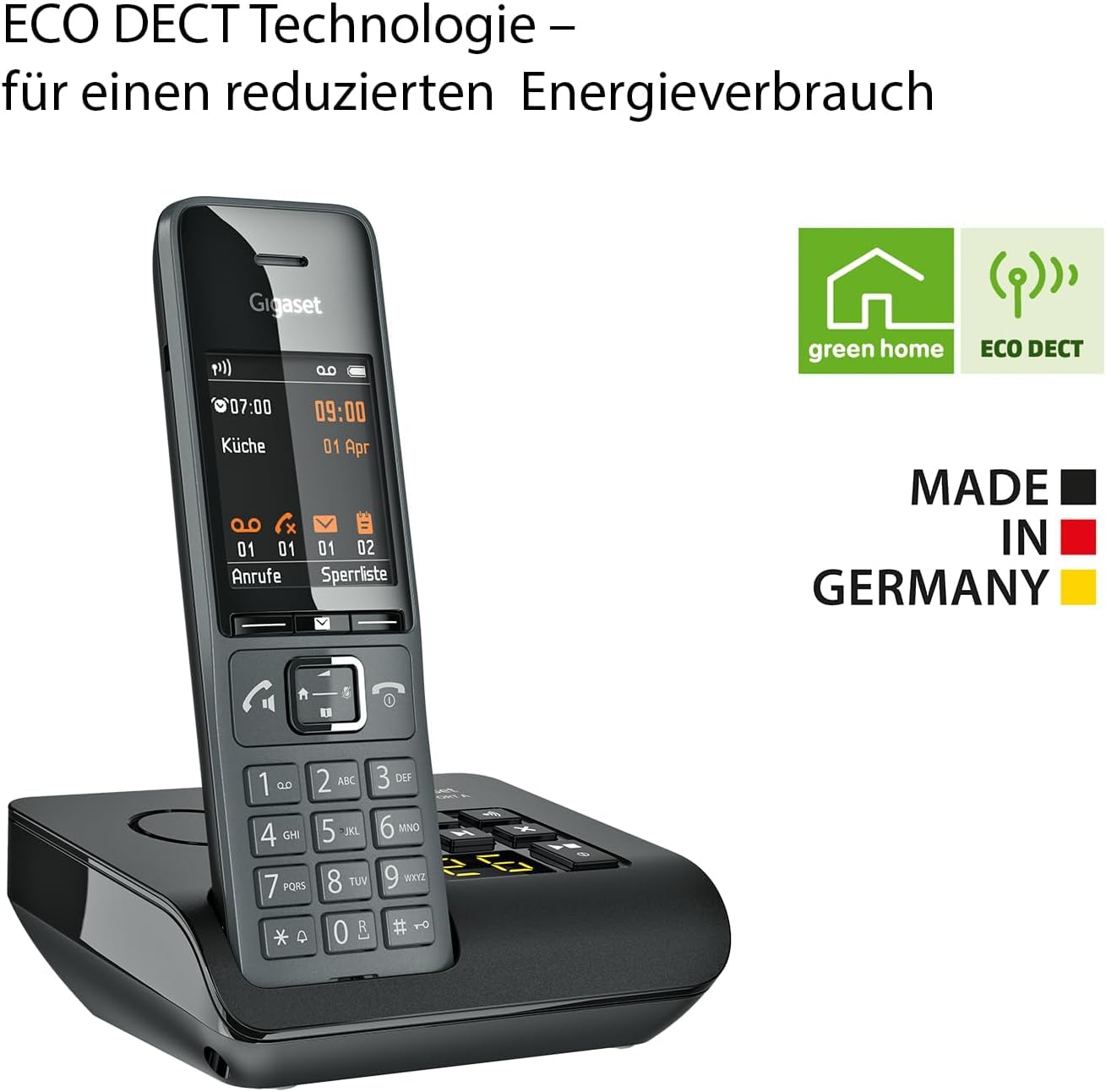 Gigaset Comfort 520A Duo - 2 Schnurlose DECT-Telefone mit Anrufbeantworter - Beste Audioqualität mit Freisprechfunktion - Anrufschutz - Adressbuch 200 Kontakten, titan-schwarz [Deutsche Version] 5