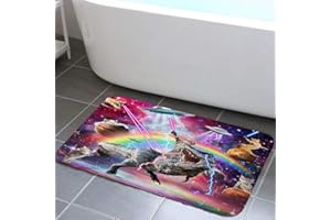 Grtuspr Cool Cat Dinosaur Bath Rug, 17x29 Inches, Purple, Non-Slip Kitchen & Bath rugs
