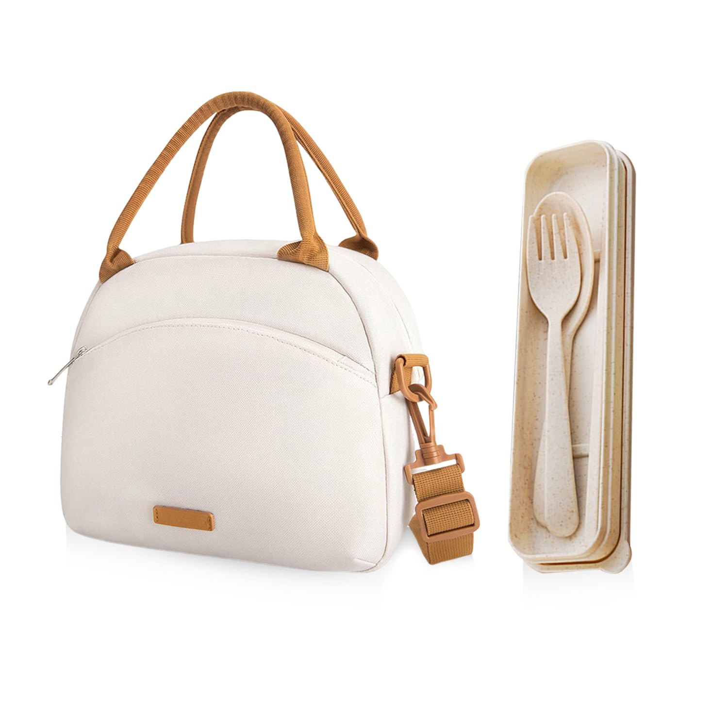 USHXVG 1 Portable Lunch Bag, 1 Set of Cutlery, Aluminum Foil Thermal Bag, Dustproof Lunch Box Bag, Large Capacity Lunch Box Bag, Portable Thermal Bag, Suitable for Work and Camping