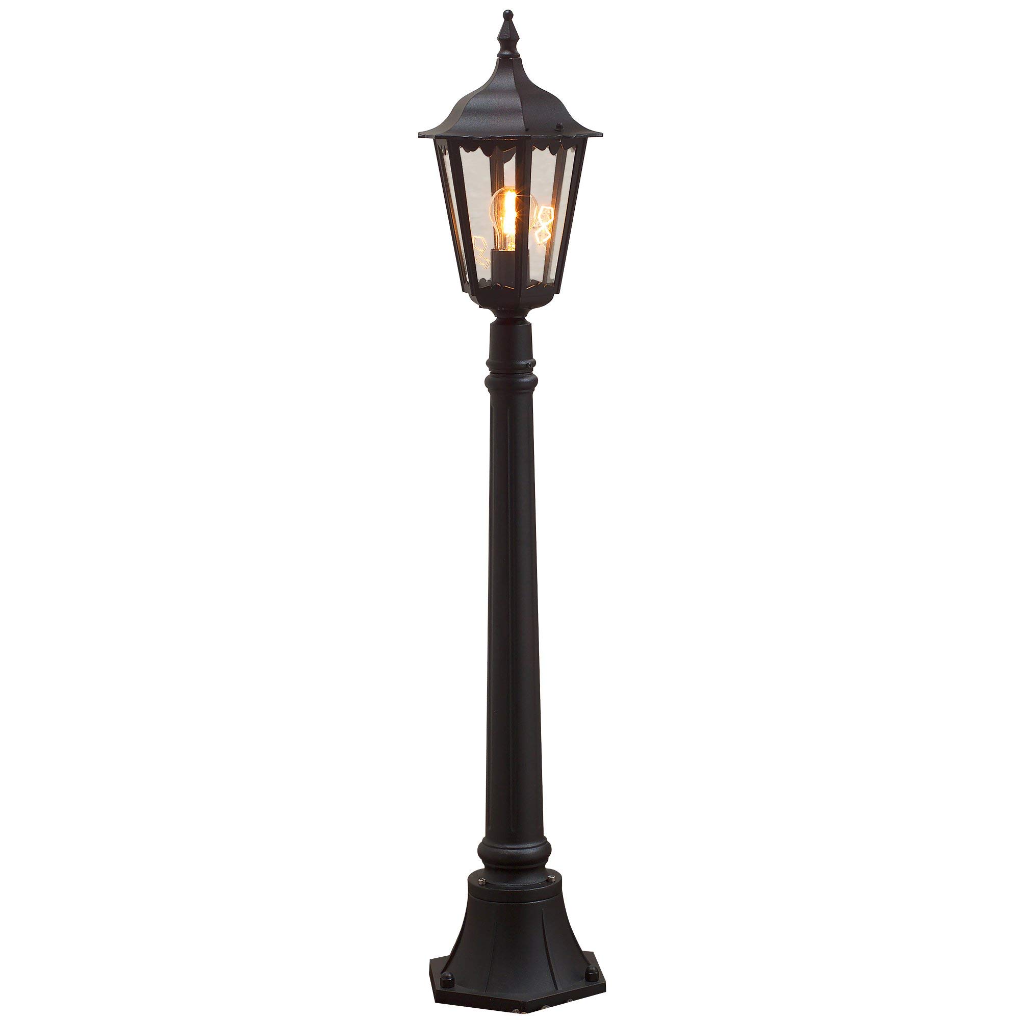 Konstsmide Outdoor Light Firenze Pathway Outdoor Light / 1 x 100 W E27 Max Bollard / Clear Glass / Aluminium / IP43 / Outside Light Matt Black, 7215-750