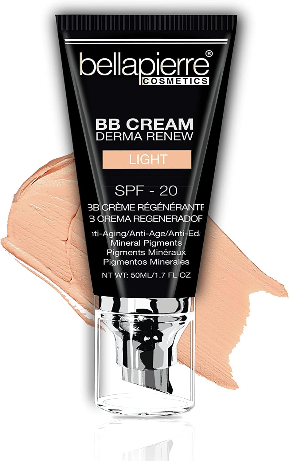 bellapierre BB Cream with SPF 20 - Tinted Sunscreen, Concealer, Matte Foundation, & Moisturizing Face Cream | Lightweight Formula + Pump Top Applicator | Non-Toxic & Paraben Free - 48 ML - Light Cool