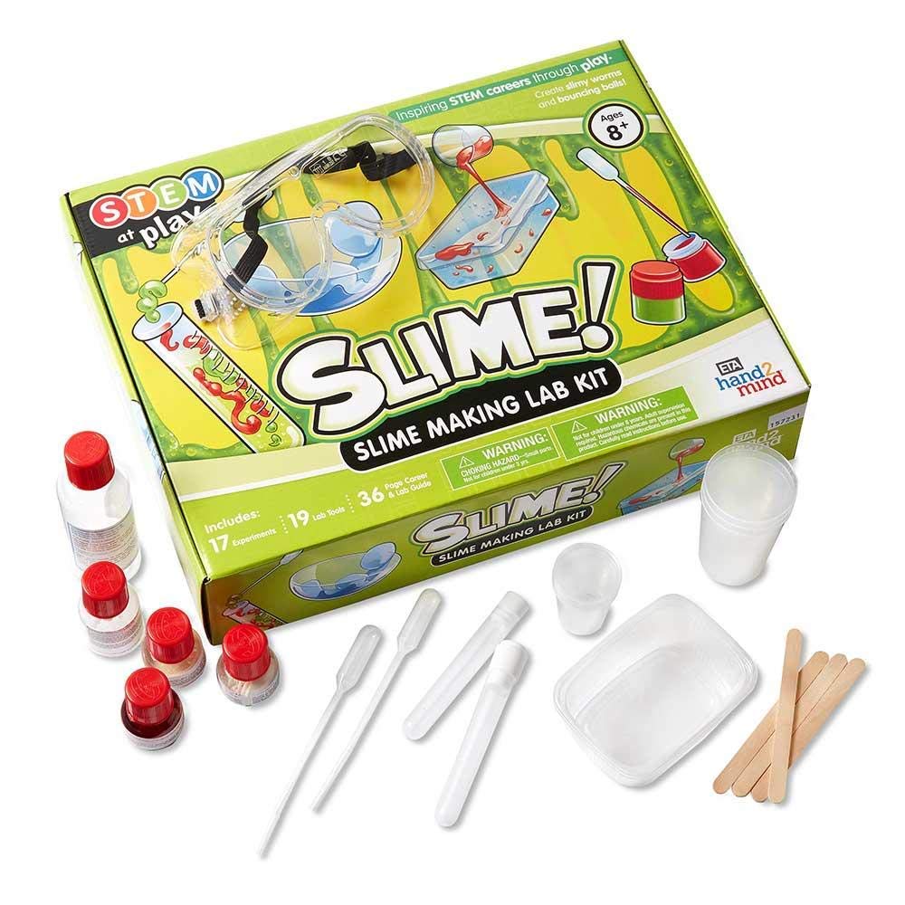 hand2mind Slime Science Kit for Kids 8-12, Kids Science Kit with Fact-Filled Guide, DIY Slime Worms and Slime Bouncing Balls, STEM Toys, 14 Science Experiments