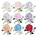 3 Pack Colorful Rose Iron On Patches for Backpacks, Hats, DIY Sew on Applique Patch, Vintage Embroidered Patches for Repair Clothes, Jackets, Jeans (Red)