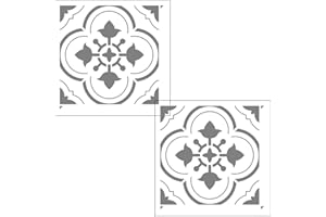 NEGEMEL 2Pcs Reusable Tile Stencils Large Accent Floor Stencils for Painting Floors Wall Stencils Paint Geometric Stencils for Walls,Patio,Floors,Fireplaces and Kitchen Backsplashes (Morocco Style, 8''x8'')