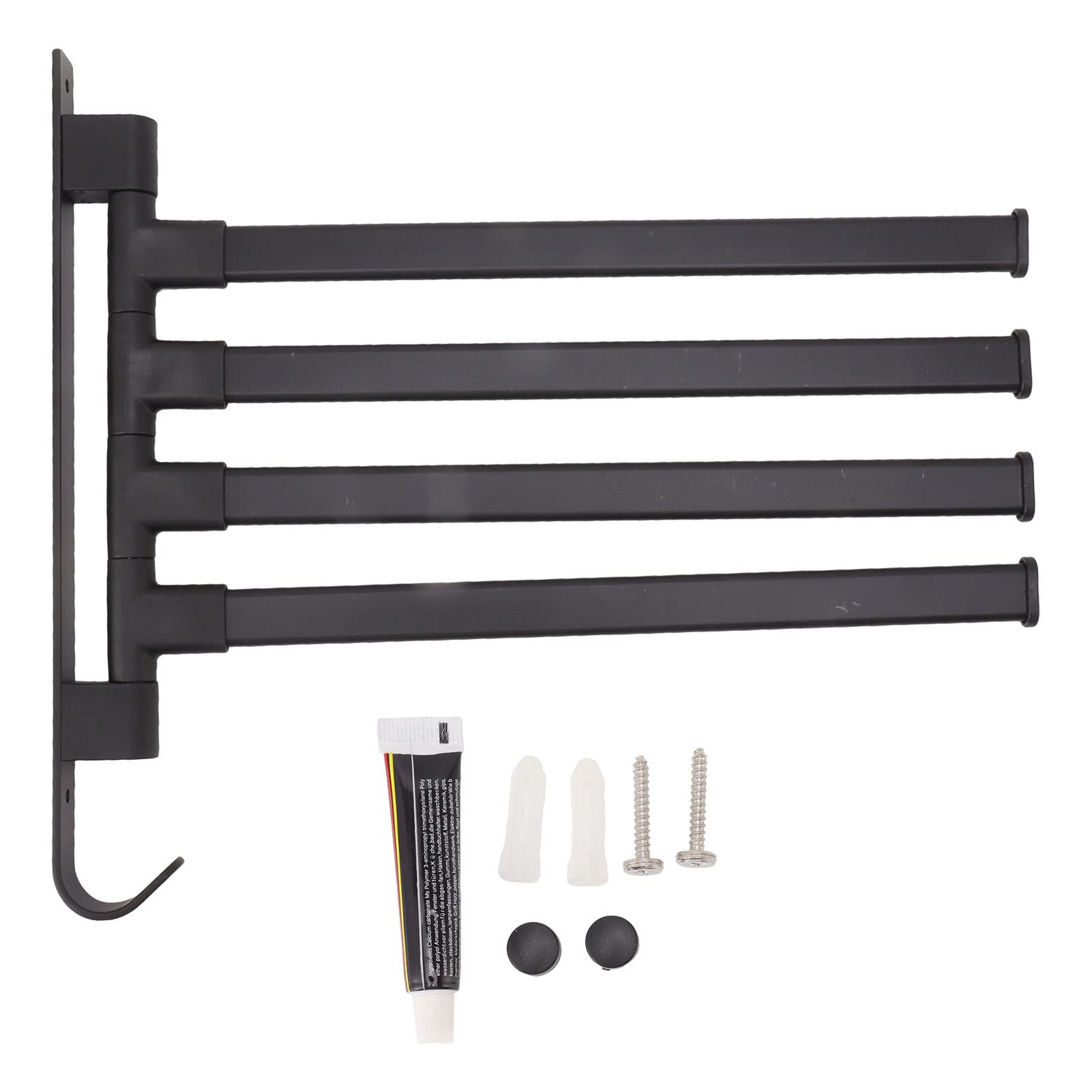 Swivel Towel Rail 3/4/5 Arming 30 Cm Swivel Towel Rail 180¡ã Rotation Towel Holder Aluminum Swivel Arm Towel Rail for Bathroom Black (4 Arms)