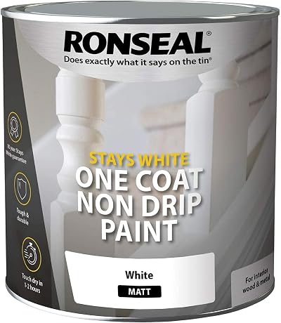 Ronseal One Coat Stays Matt Paint White 2.5 Litre Non Drip