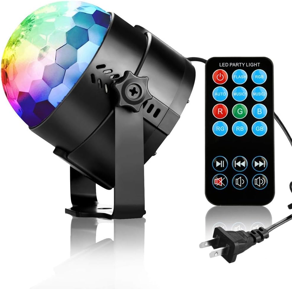 TBAO RGB 3W Stage Lights Crystal Magic Rotating Lights Laser spotlights LED Light Led Stage Lights 7 Color Changing for KTV Lighting Xmas Party Wedding Show Club Pub Disco DJ Lighting (US)