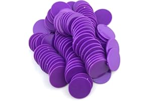 Smartdealspro Set of 100 1 1/2 Inch Opaque Poker Chips Plastic Learning Counters Game Tokens with Storage Box (Purple)