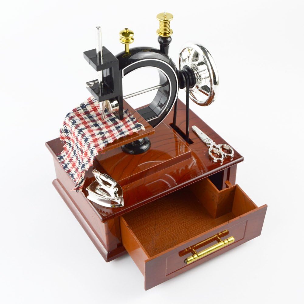 Saim Mechanical Music Box, Vintage Music Box Mini Sewing Machine
