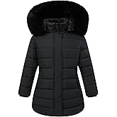 AUBZOZO Girls' Down Coat with Removable Hood,Kid's Waterproof Winter Jacket Snow Outwear Parka Fleece Insulated