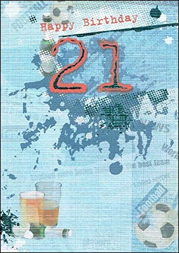 Biglietto Di Auguri Di Compleanno Gold Per Uomo 21 Anni Motivo Boccali Di Birra E Pallone Da Calcio 19 5 Cm X 13 5 Cm Amazon It Casa E Cucina