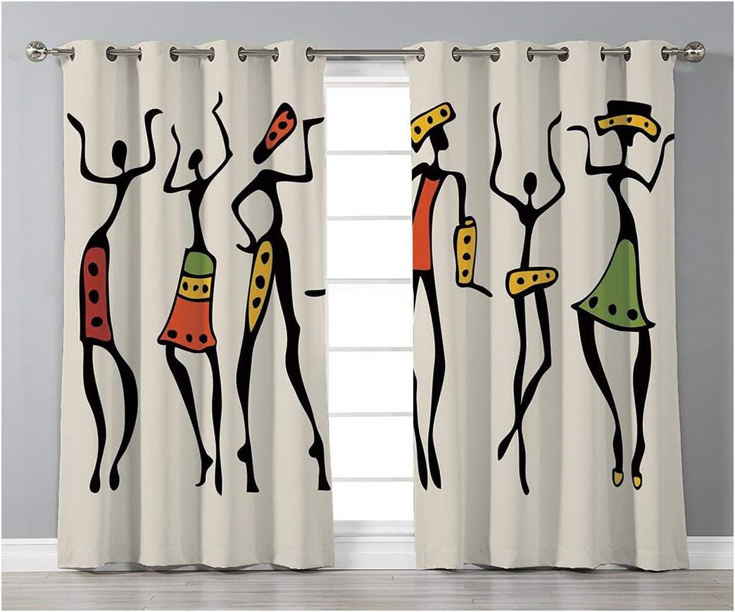 Goods247 Blackout Curtains,Grommets Panels Printed Curtains for Living Room (Set of 2 Panels,55 by 84 Inch Length),Afro Decor