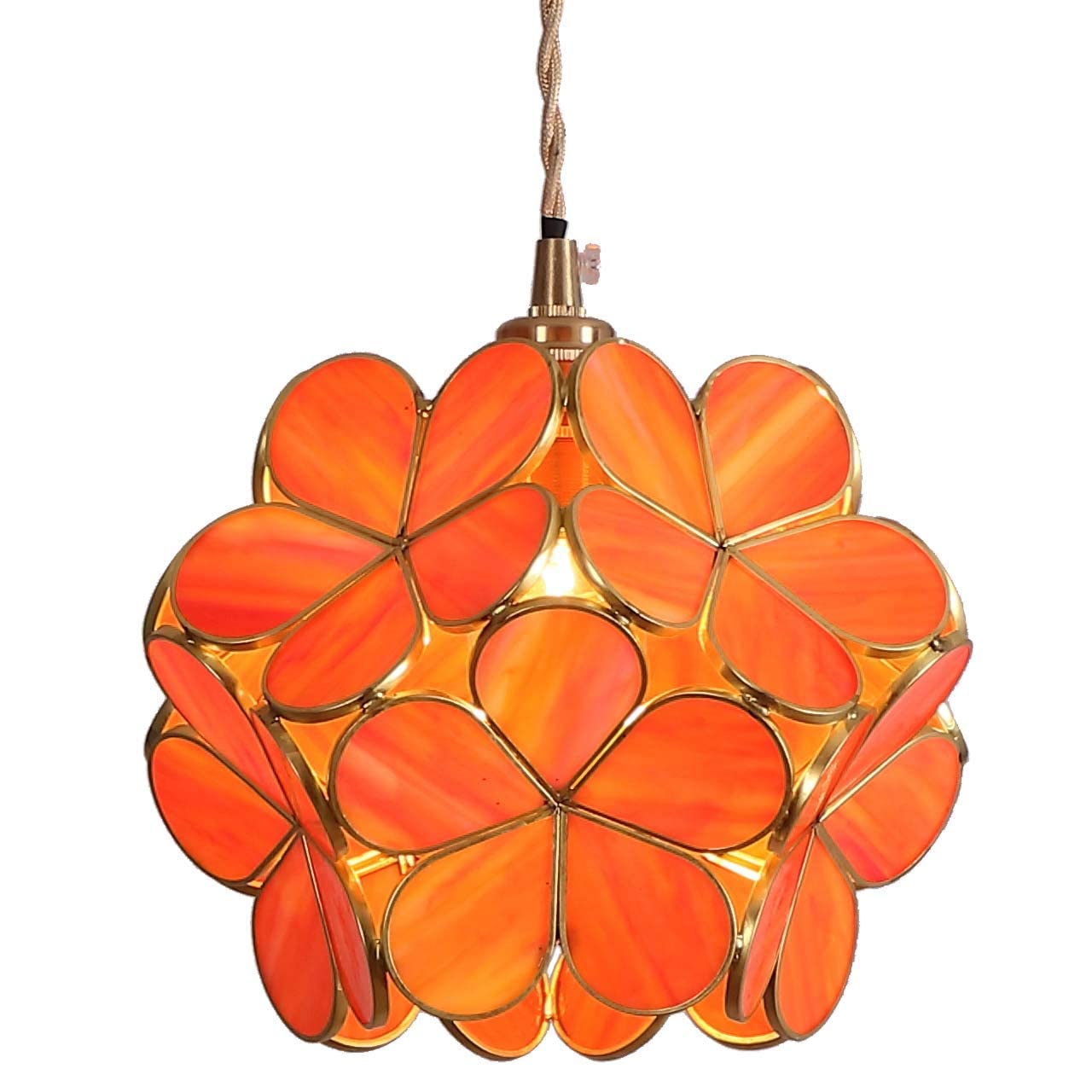 Bieye Petals Tiffany Style Stained Glass Ceiling Pendant Light with 13-inch Wide Lampshade